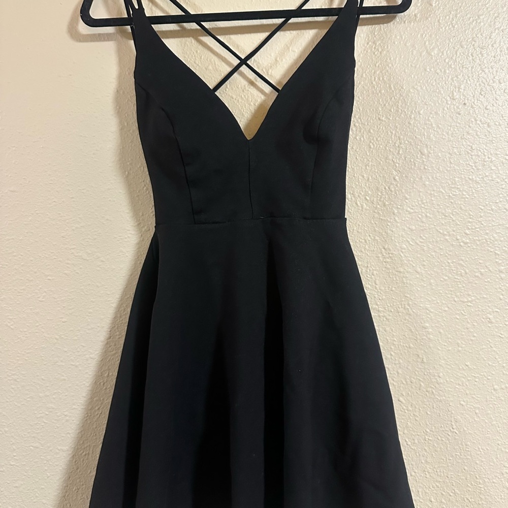 Lulu's Black Backless A-Line Dress with Crisscross Straps